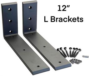 img 1 attached to 🔧 Black Metal Iron 12x6x2 1/2 Inch 2 Pack - Heavy Duty L Brackets for Countertop and Shelf Support