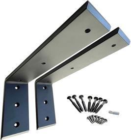 img 3 attached to 🔧 Black Metal Iron 12x6x2 1/2 Inch 2 Pack - Heavy Duty L Brackets for Countertop and Shelf Support