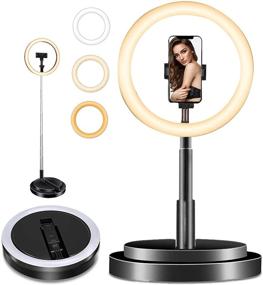 img 4 attached to 🔆 Foldable 11.5" Selfie Ring Light with Stand and Phone Holder - Portable TIK Tok Lights for YouTube, Makeup, and Vlogging - Black