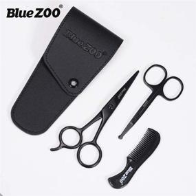 img 2 attached to 🧔 BlueZOO Men's Beard and Mustache Grooming Kit - Scissors, Comb (3-Piece Set)