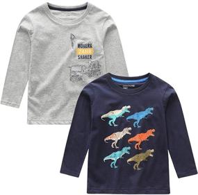 img 4 attached to Bleubell Toddler Dinosaur Sleeve Shirt - Boys' Clothing, Tops, Tees & Shirts