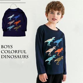 img 3 attached to Bleubell Toddler Dinosaur Sleeve Shirt - Boys' Clothing, Tops, Tees & Shirts