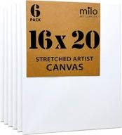 🖼️ milo stretched artist canvas 16x20 inch: value pack of 6 canvases for acrylic, oil, mixed wet media, & pouring – primed and ready to paint art supplies, 100% cotton with pine wood frame logo