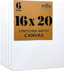 img 4 attached to 🖼️ Milo Stretched Artist Canvas 16x20 inch: Value Pack of 6 Canvases for Acrylic, Oil, Mixed Wet Media, & Pouring – Primed and Ready to Paint Art Supplies, 100% Cotton with Pine Wood Frame