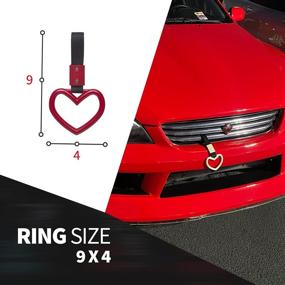 img 3 attached to Kei Project JDM Tsurikawa Ring - Red/Black Heart Design - Subway Train Bus Handle Hand Strap Drift Charm Bosozoku