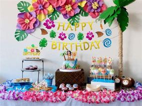 img 2 attached to 🌺 Moana Party Supplies: 2 PCS JeVenis Glittery Moana Birthday Banner and Cake Topper Set - Tropical Luau Decorations for Hawaiian Themed Summer Celebration