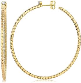 img 4 attached to 💎 Premium 18K Gold Plated Sterling Silver Hoop Earrings - Extra Large Sizes for Women and Girls - 60MM, 80MM, 100MM