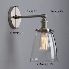 img 3 attached to 💡 Phansthy Brushed Nickel Bathroom Vanity Light Fixture with Clear Glass Lamp Shade - Industrial Single Sconce Design - 5.5 Inches Dome