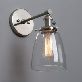 img 2 attached to 💡 Phansthy Brushed Nickel Bathroom Vanity Light Fixture with Clear Glass Lamp Shade - Industrial Single Sconce Design - 5.5 Inches Dome