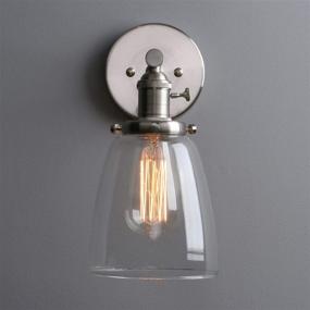 img 1 attached to 💡 Phansthy Brushed Nickel Bathroom Vanity Light Fixture with Clear Glass Lamp Shade - Industrial Single Sconce Design - 5.5 Inches Dome