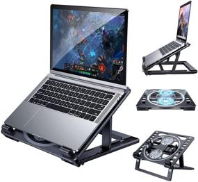 img 4 attached to 💻 CWNOTBHY Laptop Stand: Adjustable & Cooling with Fan, Compatible with MacBook Air Pro,10-18" Tablets or Laptops (Black)