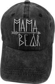 img 3 attached to Stylish and Adjustable OASCUVER Mama 🧢 Bear Denim Hat: Stretch Baseball Hats for Women