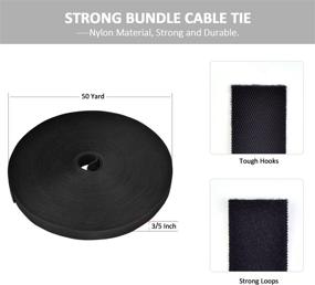 img 3 attached to 🔗 150ft Nylon Cable Ties/Wire Ties - Strong, Reusable, Self-fastening, Cut-to-Length - Ideal for Communication, Office, Home, Outdoor | Double-Side Hook and Loop | Black Cord Straps Wraps Management