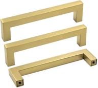 🔶 goldenwarm 5 inch gold drawer pulls - brushed brass handles for kitchen cabinet and bathroom door knobs - lsj12gd128, square bar pulls, cupboard hardware for drawers - 10 pack logo