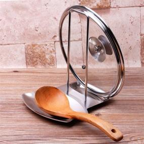 img 3 attached to 🔧 iPstyle Pan Lid Holder - Progressive Lid and Spoon Rest Shelf 304 Stainless Steel Pan Lid Organizer Kitchen Decor Tool (Holder)