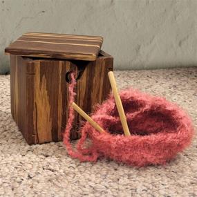 img 1 attached to 🐯 Multicolor Tiger Stripe Dark Brown Tan Mix Bamboo Yarn Bowl with Removable Lid - The Perfect Yarn Holder for Knitting and Crochet