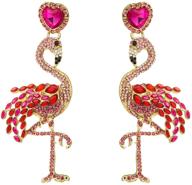 statement rhinestone earrings flamingo flamingos logo