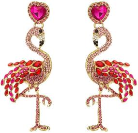 img 4 attached to Statement Rhinestone Earrings Flamingo Flamingos