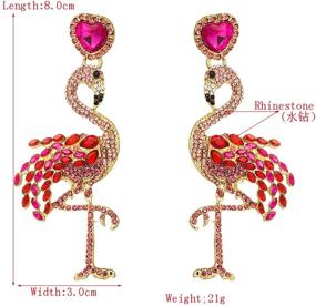 img 3 attached to Statement Rhinestone Earrings Flamingo Flamingos