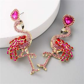 img 1 attached to Statement Rhinestone Earrings Flamingo Flamingos