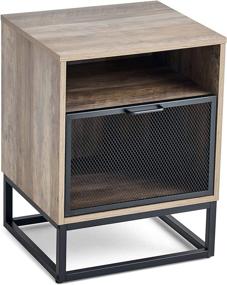 img 2 attached to 🛏️ LINSY HOME Bedside Table: Stylish Black Metal Nightstand with Mesh Door for Living Room & Bedroom Décor