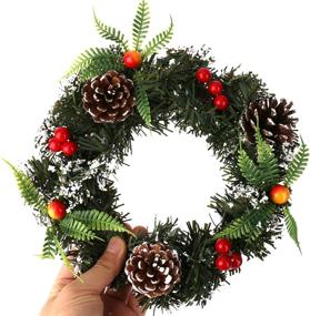 img 2 attached to 🎄 8 Inch Small Artificial Christmas Wreath Decorations for Festive Christmas Décor