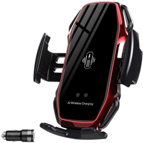 img 4 attached to 📱 Auto-Clamping Wireless Car Phone Holder with QI Fast Charging, Compatible with iPhone 12/11/XS/XR/SE/8/8+, Samsung S20/S10/S9