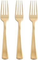 🍽️ party bargains plastic silverware flatware forks, durable & stylish, polished gold cutlery, pack of 120 - disposable and eco-friendly logo