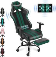 🎮 ferghana gaming chair with footrest | adjustable recliner, headrest and lumbar pillow | racing style pc chair for game enthusiasts (gaming green) логотип