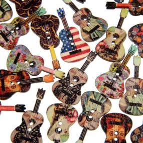 img 2 attached to 🎸 AKOAK 2-Hole 50 Pcs/Pack: Vintage Guitar Shape Wooden Sewing Buttons for Crafts, Scrapbooking & Decorative DIY Projects