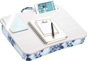 img 4 attached to 🌸 Blue Blossoms LapGear Designer Lap Desk- Fits 15.6 Inch Laptops with Phone Holder & Device Ledge - Style No. 45433