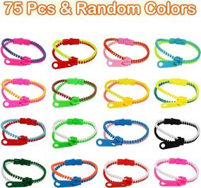 img 2 attached to 🎉 Party Zipper Bracelets Set: 75-Pack Friendship Fidget Bracelets for Sensory Fun, Stress Relief Toys, and Birthday Party Favors by SephireREX - 7.5 Inches