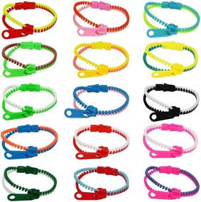 img 4 attached to 🎉 Party Zipper Bracelets Set: 75-Pack Friendship Fidget Bracelets for Sensory Fun, Stress Relief Toys, and Birthday Party Favors by SephireREX - 7.5 Inches