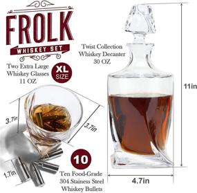 img 2 attached to 🥃 Premium Whiskey Decanter Gift Set for Men with Glasses, Bullets, Coasters, Tongs, and Freezer Pouch - Complete Presentation in a Pinewood Box