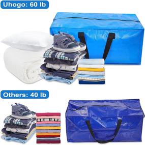 img 3 attached to 👜 Extra Large Heavy Duty Moving Bags with Zippers, Space Saving Storage Bags for College Dorms, Travel, and Moving Supplies. Made of Recycled PE Material - Pack of 6