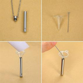 img 1 attached to VNOX Minimalist Bar Urn Necklace Pendant with Cubic Zirconia for Cremation Ash Memorial Keepsake - Includes Funnel Kit