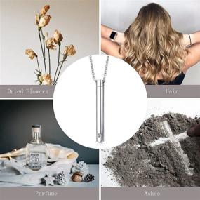 img 2 attached to VNOX Minimalist Bar Urn Necklace Pendant with Cubic Zirconia for Cremation Ash Memorial Keepsake - Includes Funnel Kit