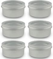 🔒 hulless 4oz aluminum cans with transparent top screw lids - 6 pcs metal storage tins for spices, candies, lip balm, candles логотип