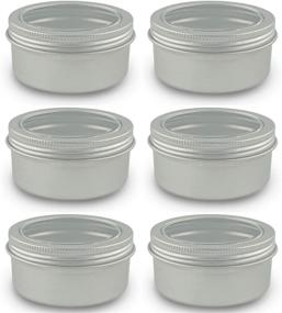 img 4 attached to 🔒 Hulless 4oz Aluminum Cans with Transparent Top Screw Lids - 6 Pcs Metal Storage Tins for Spices, Candies, Lip Balm, Candles