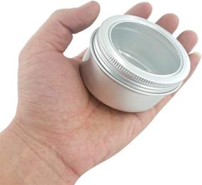 img 2 attached to 🔒 Hulless 4oz Aluminum Cans with Transparent Top Screw Lids - 6 Pcs Metal Storage Tins for Spices, Candies, Lip Balm, Candles