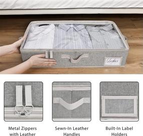 img 3 attached to Sturdy Gray Underbed Storage Box with 📦 Zippers - 2 Pack Medium Clothes Organizer by StorageWorks