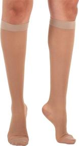 img 2 attached to USA-Made Sheer Compression Socks: Medium Size, 15-20 mmHg Circulation Support for Women - Lightweight Knee High Stockings