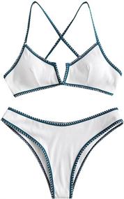 img 4 attached to ZAFUL Womens V Wire Padded Swimsuit