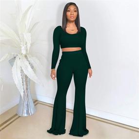 img 2 attached to 👗 Stylish Women's Two Piece Outfits for Jumpsuits, Rompers, and Overalls - Casual and Trendy Women's Clothing