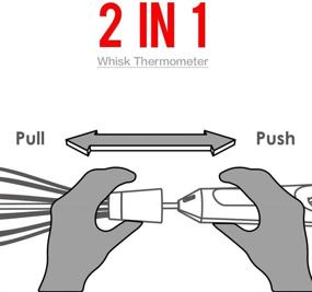 img 2 attached to 🥄 Premium 2 in 1 Stainless Steel Whisk Egg Beater & Instant Thermometer Probe 12 inch - Ideal for Cooking Candy, Yogurt, Chocolate, Butter Cream, Sauce, Cake