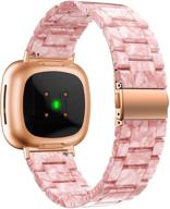 🌸 baihui resin watch band: stylish pink replacement bracelet for fitbit versa 3/sense logo