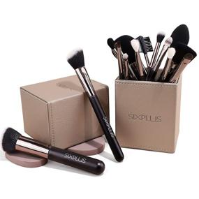 img 4 attached to 👩 SIXPLUS Makeup Brushes: 15-Piece Pro Set with Organizer - Ideal for Foundation, Powder, Concealer, Eyeshadow & Blush - Perfect Gift for Women, Girlfriend, and Mom