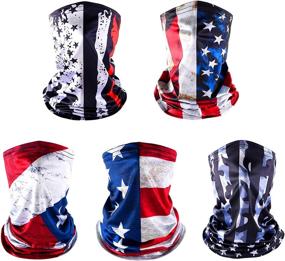 img 4 attached to UV Protection American Flag Face Mask: Versatile Neck Gaiter & Motorcycle Mask for Men and Women (5pcs)