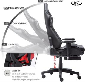 img 2 attached to 🎮 Nokaxus Large Size Gaming Chair - High-back Ergonomic Racing Seat with Built-in Massager, Lumbar Support, and Retractable Footrest - PU Leather, 90-180 Degree Backrest Adjustment, Thickened Sponge Padding (YK-6008-BLACK)