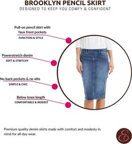 img 2 attached to 👖 ESTEEZ Women's Stretch Denim Pencil Skirt - Knee Length Jean for Brooklyn